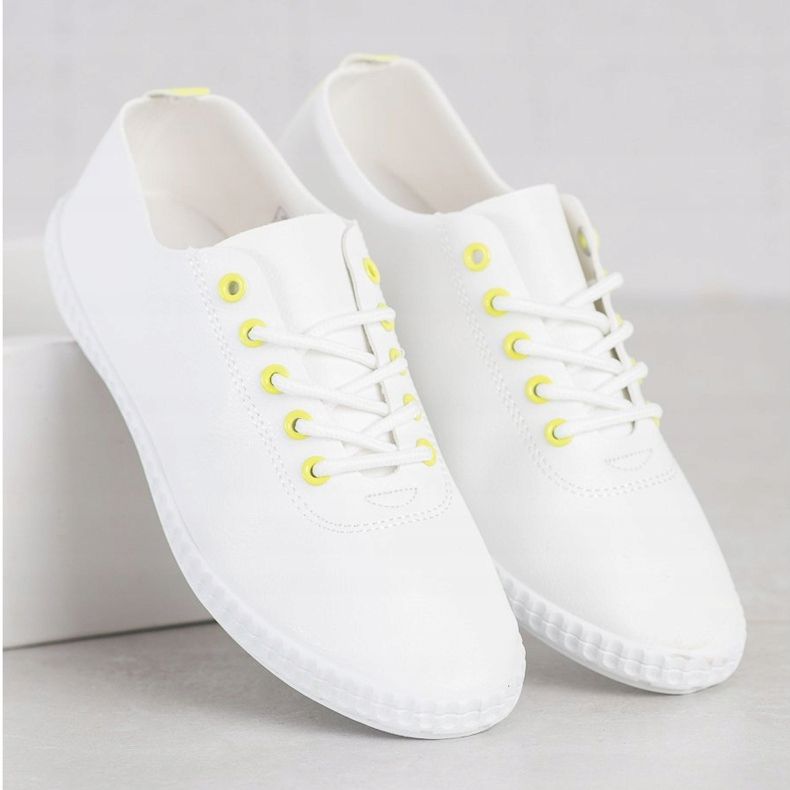 SHELOVET Sneakers Leggere Con Ecopelle bianca giallo 1
