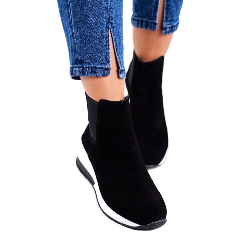 Vinceza Scarpe sportive da donna Sneakers in pelle nera 21-7781 bianco nero 2