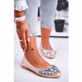 PS1 Ballerine da donna con pietre di cristallo dorate d'oro 1