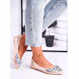 PS1 Ballerine da donna con pietre di cristallo dorate d'oro 2