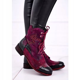 Stivali da donna caldi in pelle Maciejka Viola 04625-23 rosso multicolore 1