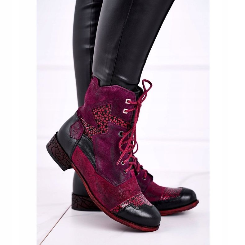 Stivali da donna caldi in pelle Maciejka Viola 04625-23 rosso multicolore 1
