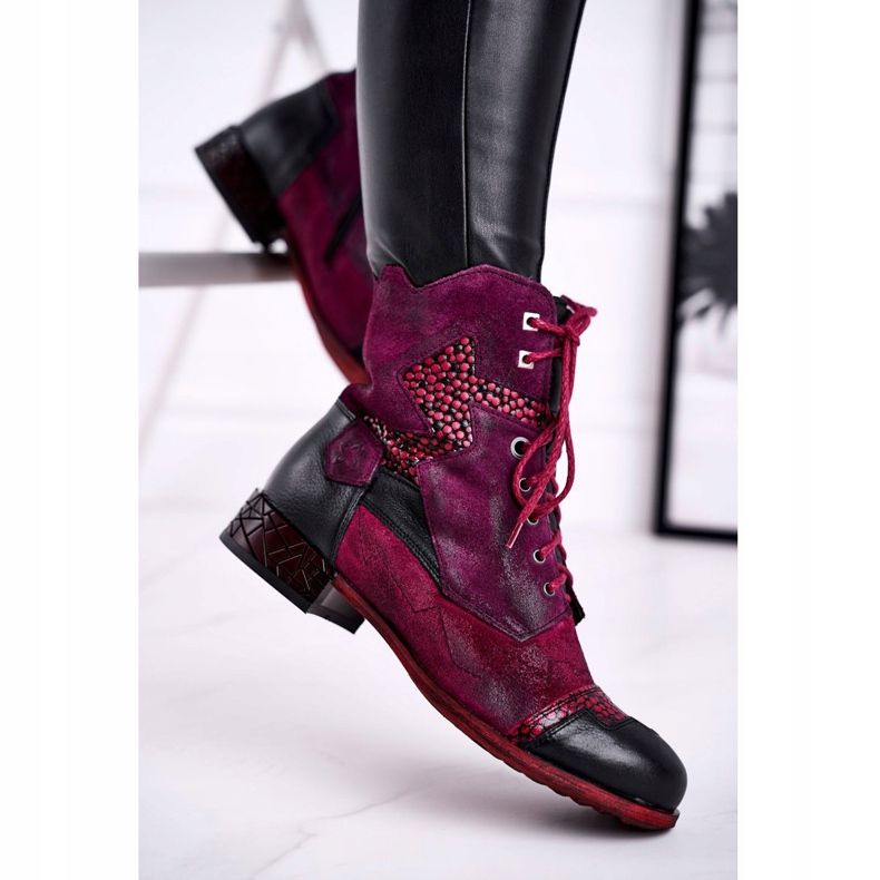 Stivali da donna caldi in pelle Maciejka Viola 04625-23 rosso multicolore 2