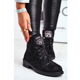 Stivaletti Donna Scamosciato Cristalli Nero Hondus 1