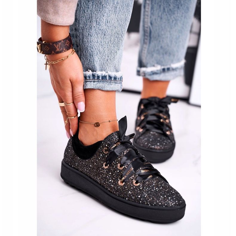 Sneakers Donna Elegante Pelle Laura Messi Nero 2045 2