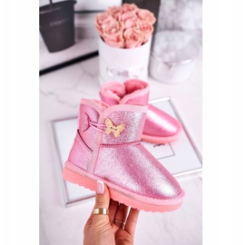 Apawwa Caldi stivali da neve per bambini con farfalla Cosmic pink rosa 1