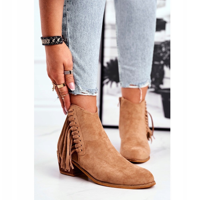 Stivali Da Donna Con Tacco Alto Con Frange Stivali Da Cowboy Khaki Mirage cachi 1
