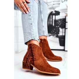 Stivali Da Donna Con Tacco Alto Con Frange Cowboy Camel Mirage marrone 2