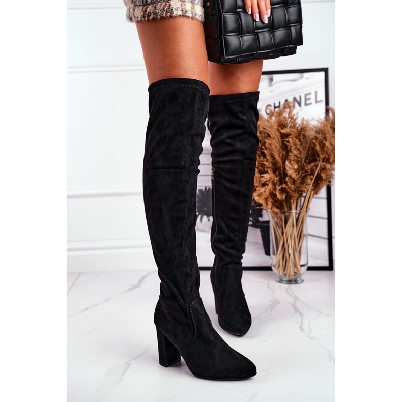 Stivali Al Ginocchio Donna Eco-Suede Nero First Time 1