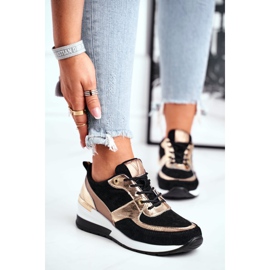 Vinceza Scarpe sportive da donna in pelle nera e oro 21-7777 nero 1