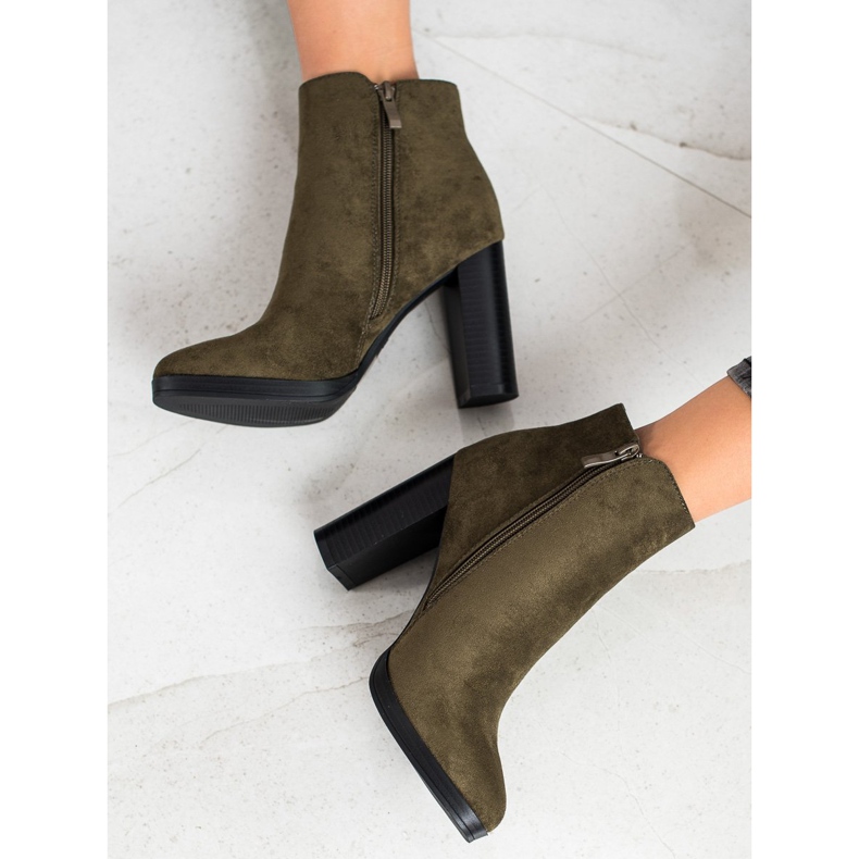 Super Me Stivali alla moda con tacco alto verde 2