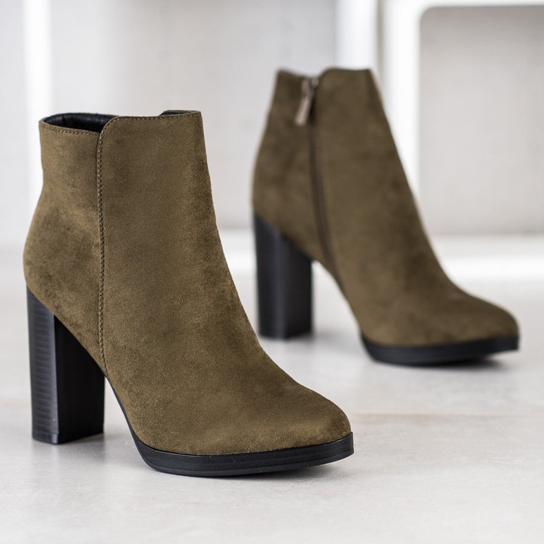 Super Me Stivali alla moda con tacco alto verde 1