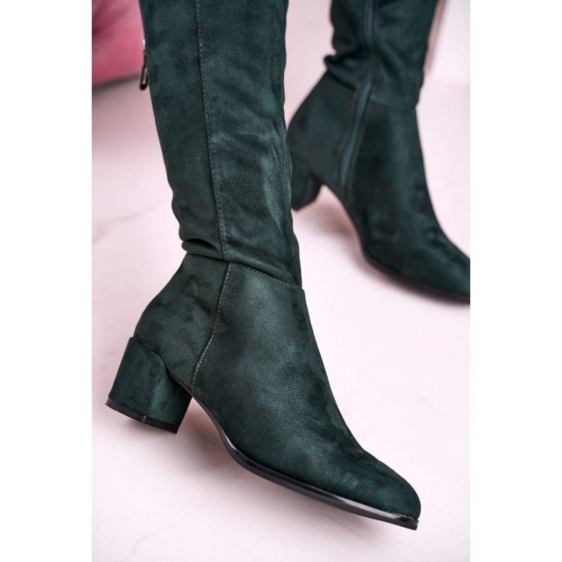 Stivali da donna in camoscio Sergio Leone verde KZ273 2