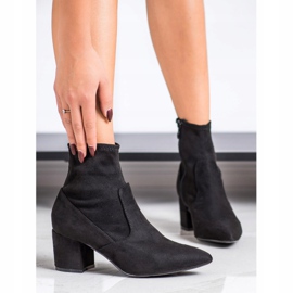 SHELOVET Stivali con tacco alto in camoscio nero 2