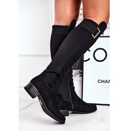 EVE Stivali al ginocchio da donna camoscio / lycra nero Nash 2