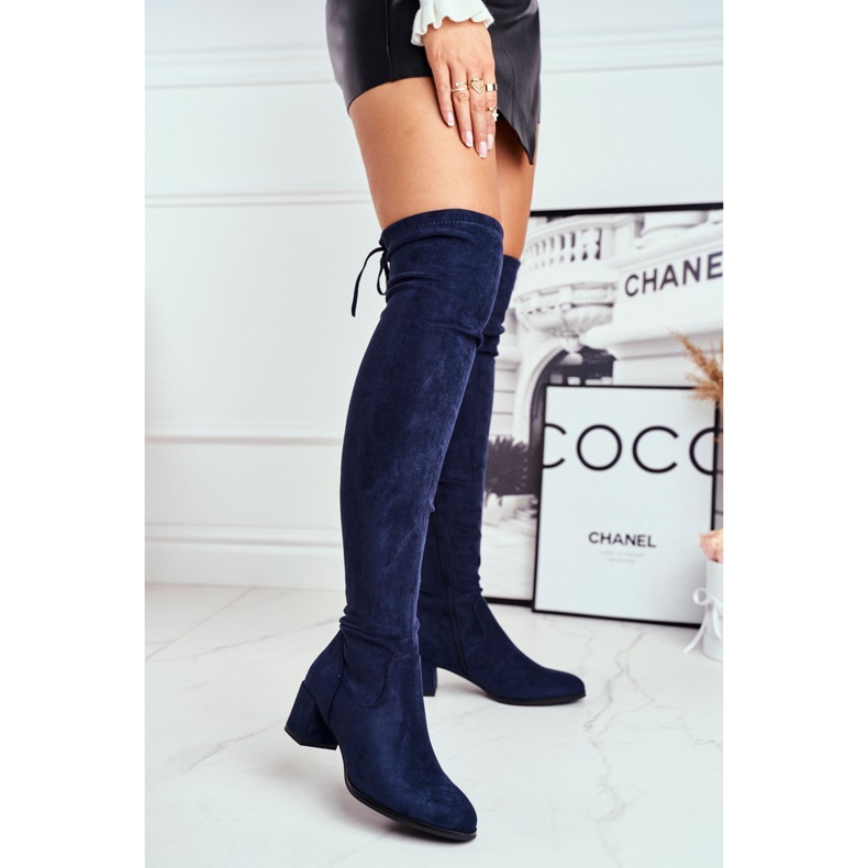 Stivali da donna Sergio Leone lycra blu navy KZ281 1