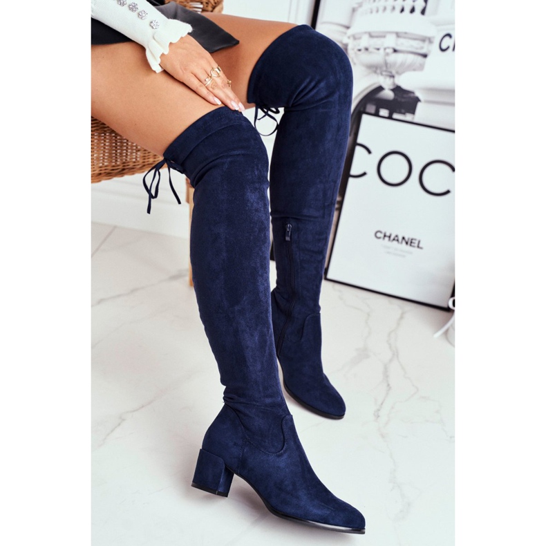 Stivali da donna Sergio Leone lycra blu navy KZ281 2