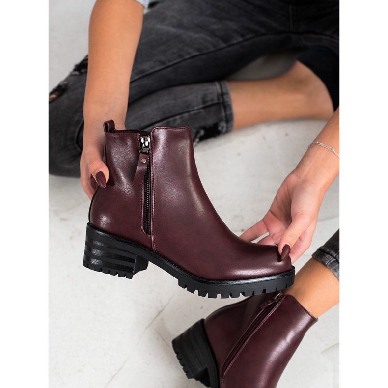 Ideal Shoes Comodi stivali bordeaux rosso multicolore 2