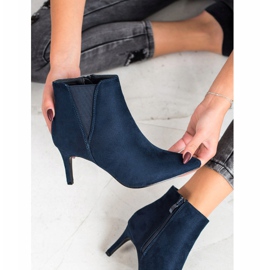 SHELOVET Stivali blu navy su un tacco alto 2