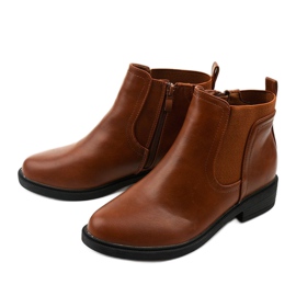 Stivali flat cammello con cerniera, Merriva similpelle marrone 2