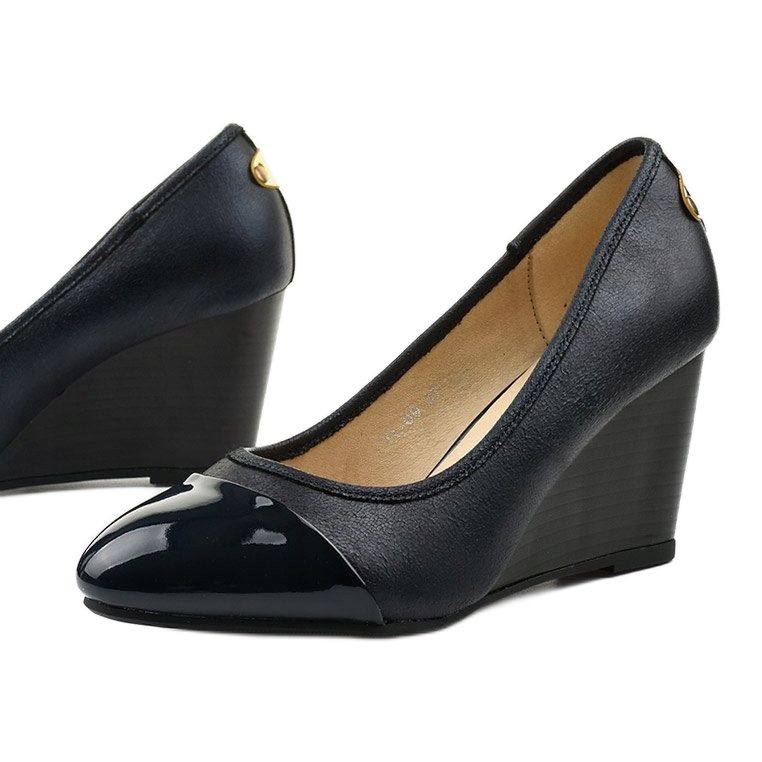 Décolleté blu sulla zeppa Bluehorn blu navy 1