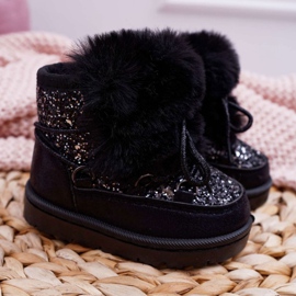 FRROCK Stivali Da Neve Per Bambini Con Pelliccia Minnie Nero argento 3