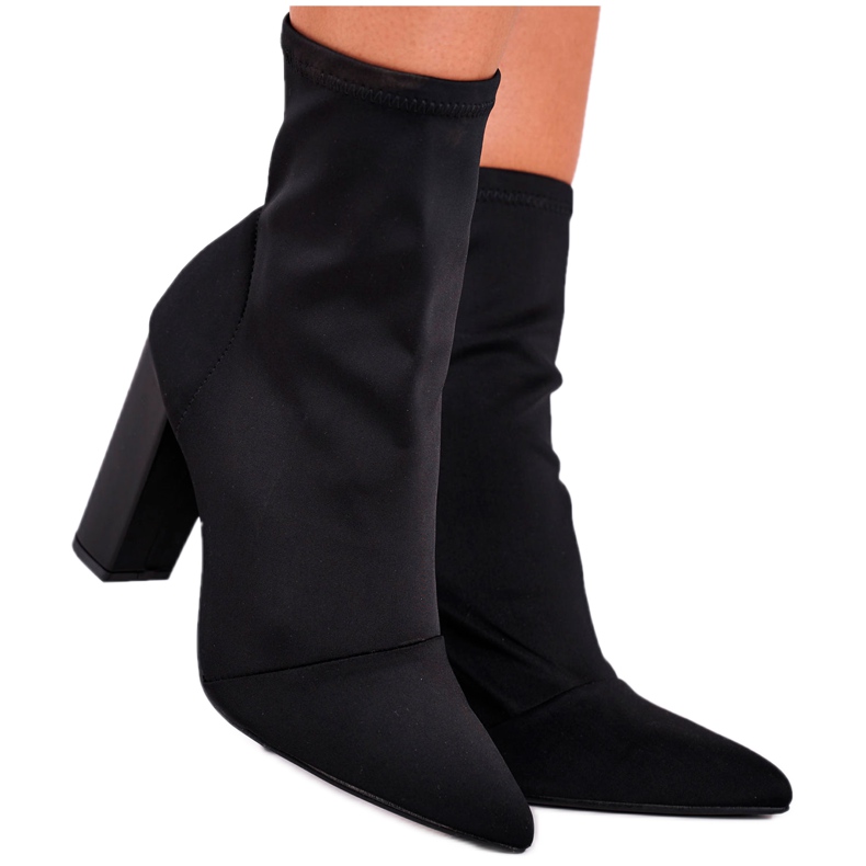 FRGIV Stivali da donna su un tacco alto Lycra Black Morie nero 3