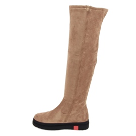 Stivali sopra il ginocchio con suola spessa beige NS135P Beige 1