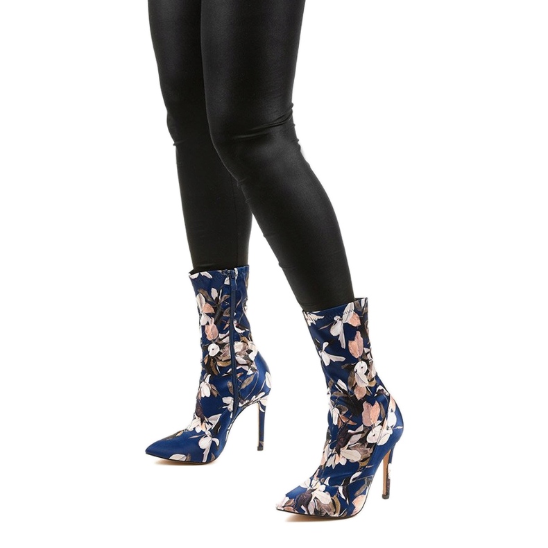 Stivaletti blu navy con calzino Santana multicolore 1