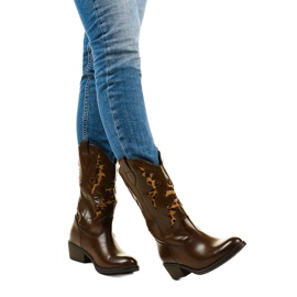 Stivali da cowboy marroni Eshirixis caldi beige marrone 1