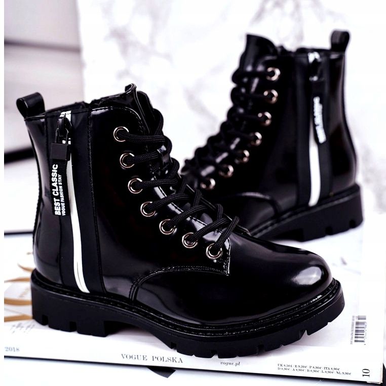 Vinceza Stivali da bambino Warm con cerniera laccati Black Falcon nero 2