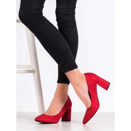 SHELOVET Décolleté classiche in pelle scamosciata rosso 1