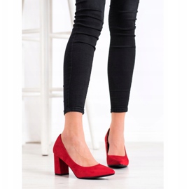 SHELOVET Décolleté classiche in pelle scamosciata rosso 2