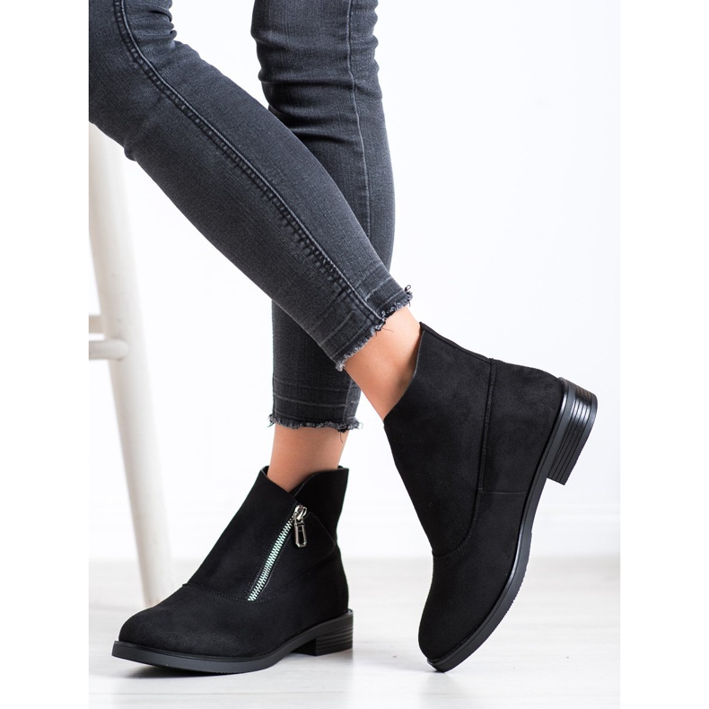 Gogo Stivali alla moda con cerniera nero 1