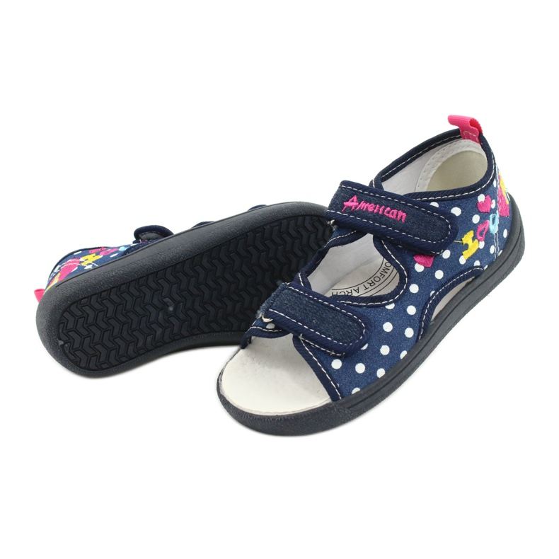 American Club Pantofole, sandali, scarpe americane per bambini, soletta in pelle blu navy rosa 3