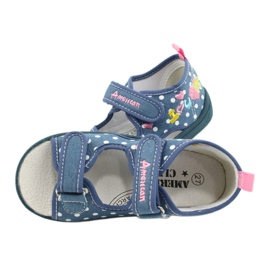 American Club Pantofole, sandali, scarpe americane per bambini, soletta in pelle bianco blu rosa 4