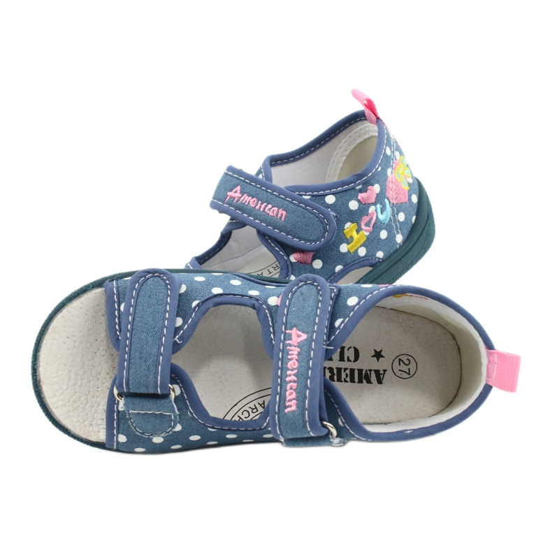 American Club Pantofole, sandali, scarpe americane per bambini, soletta in pelle bianco blu rosa 4