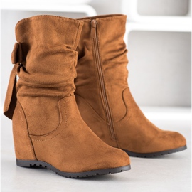 SHELOVET Stivali con zeppa alta marrone 1
