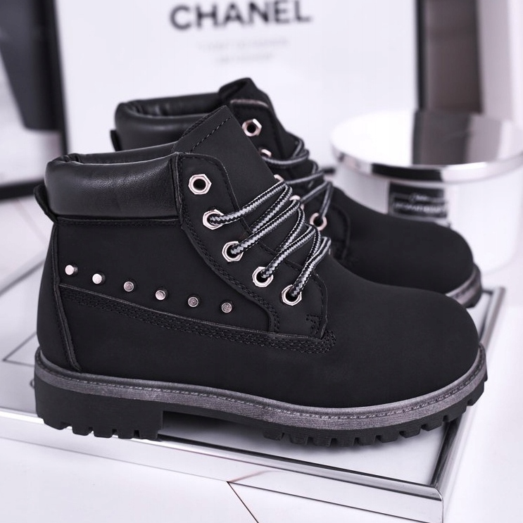 MSMG Stivali Gonzo caldi neri per bambini con borchie nero 1