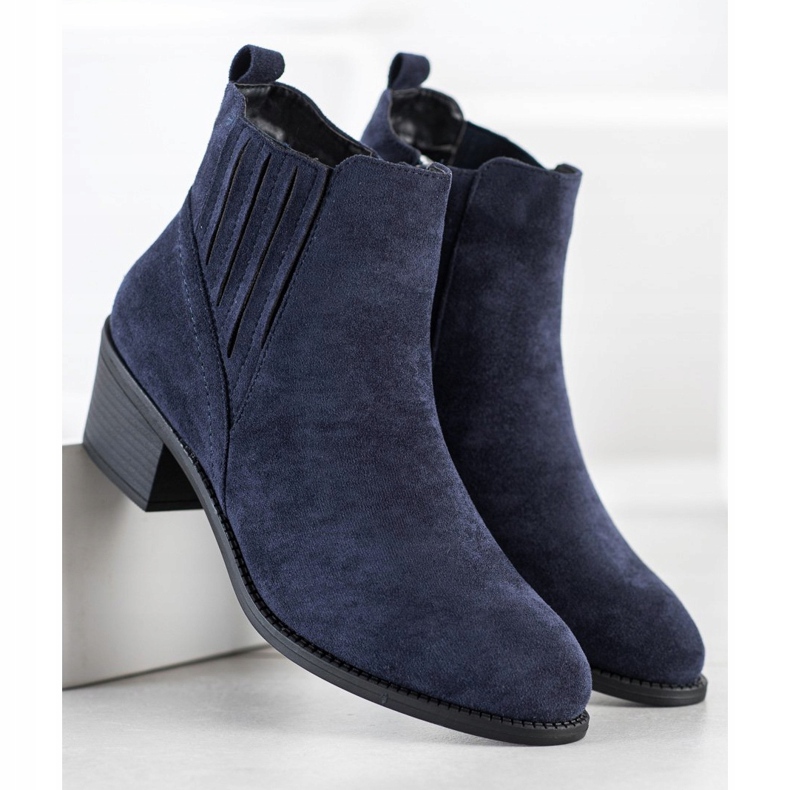 Caldi stivaletti in pelle scamosciata blu navy 1