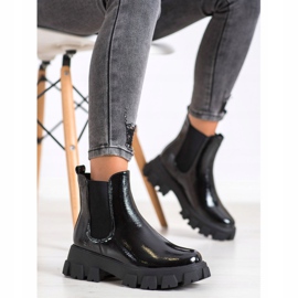 SHELOVET Stivali Chelsea su piattaforma di moda nero 1