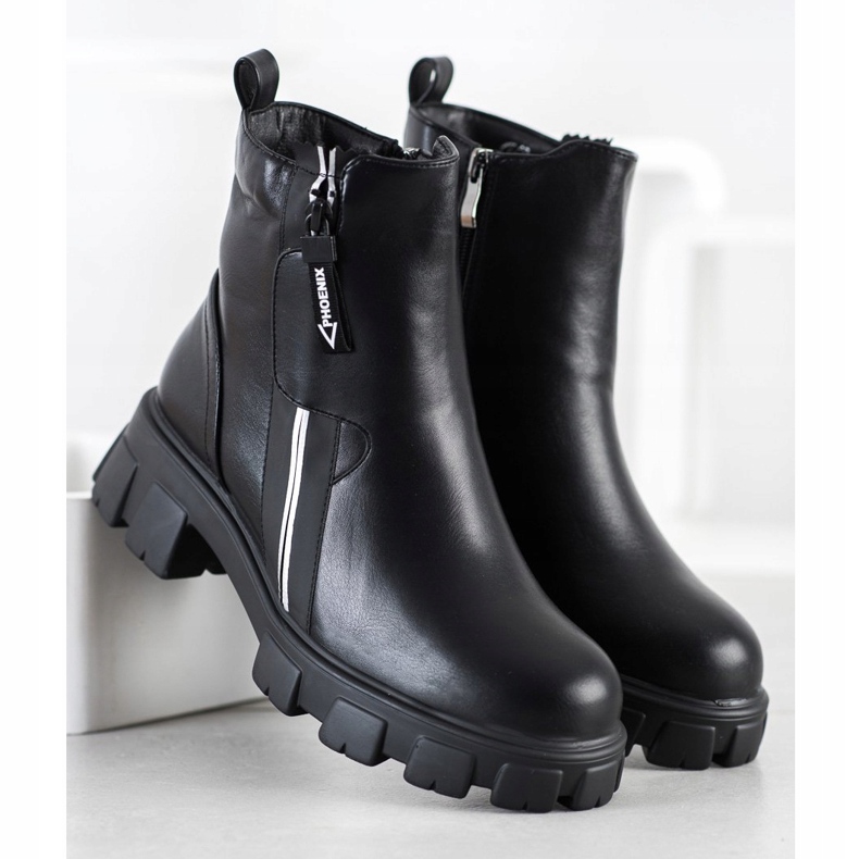 Weide Stivali alla moda con cerniera decorativa nero 2