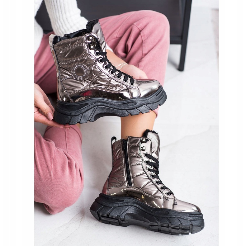 SHELOVET Trappers trapuntati alla moda grigio 1