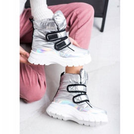 SHELOVET Stivali da neve lucidi con velcro d'argento 2