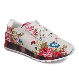 Sneakers Sportive Con Fiori BL282 Bianco multicolore 2