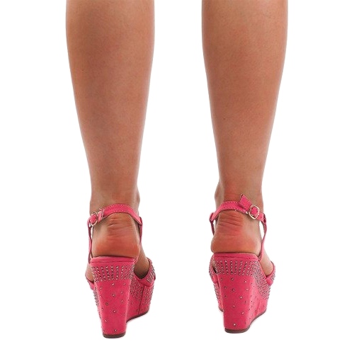Sandali con zeppa F6078 Rosa 1