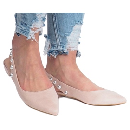 Ballerine beige con borchie F-3650 1