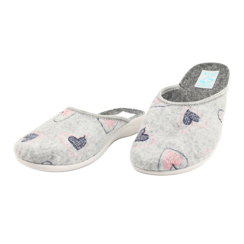 Pantofole in feltro grigio cuori Adanex 19255 grigio rosa 2