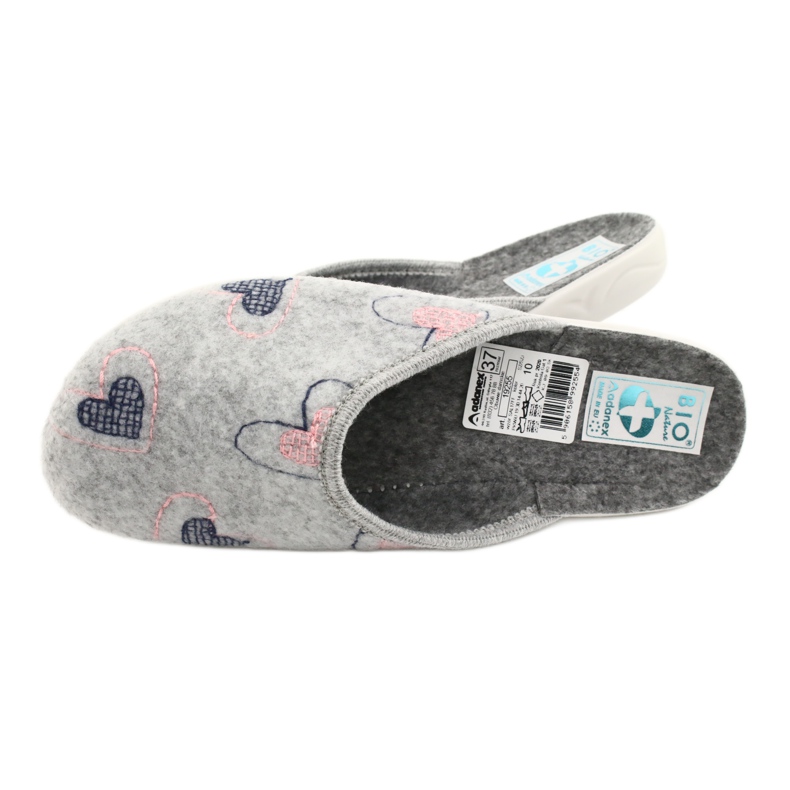 Pantofole in feltro grigio cuori Adanex 19255 grigio rosa 4