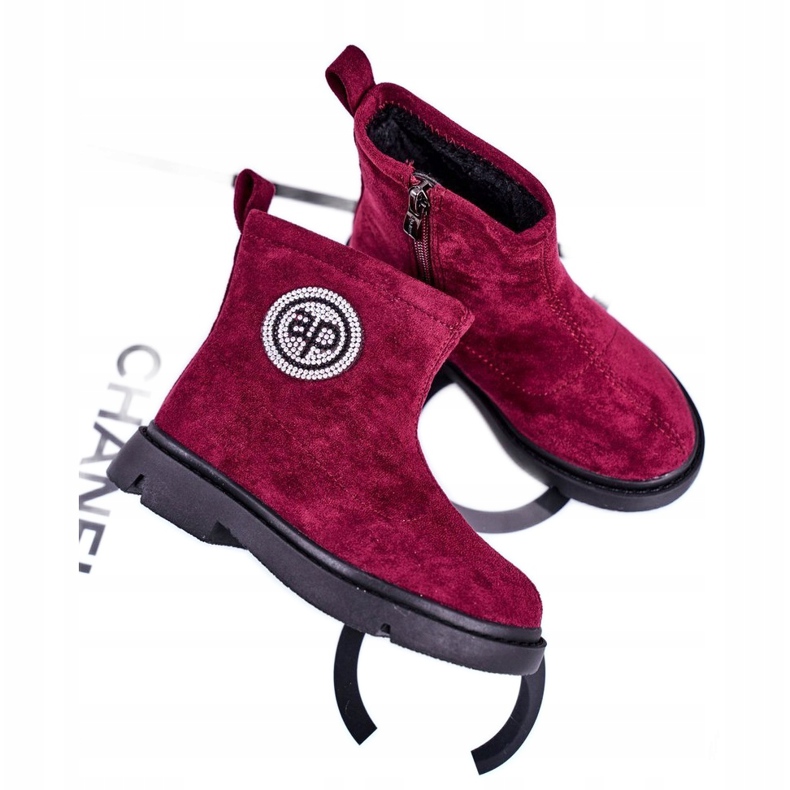 Apawwa Stivaletti Bambini Bordeaux Alvin nero rosso 1